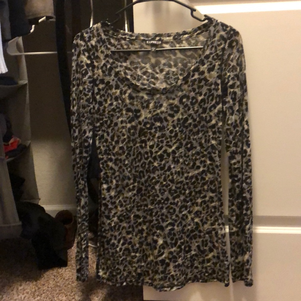 Express Cheetah Print Sheer Top